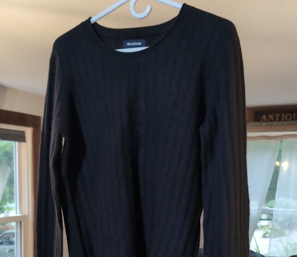 NAADAM Sweaters - NAADAM Black Ribbed Scoop Neck Sweater